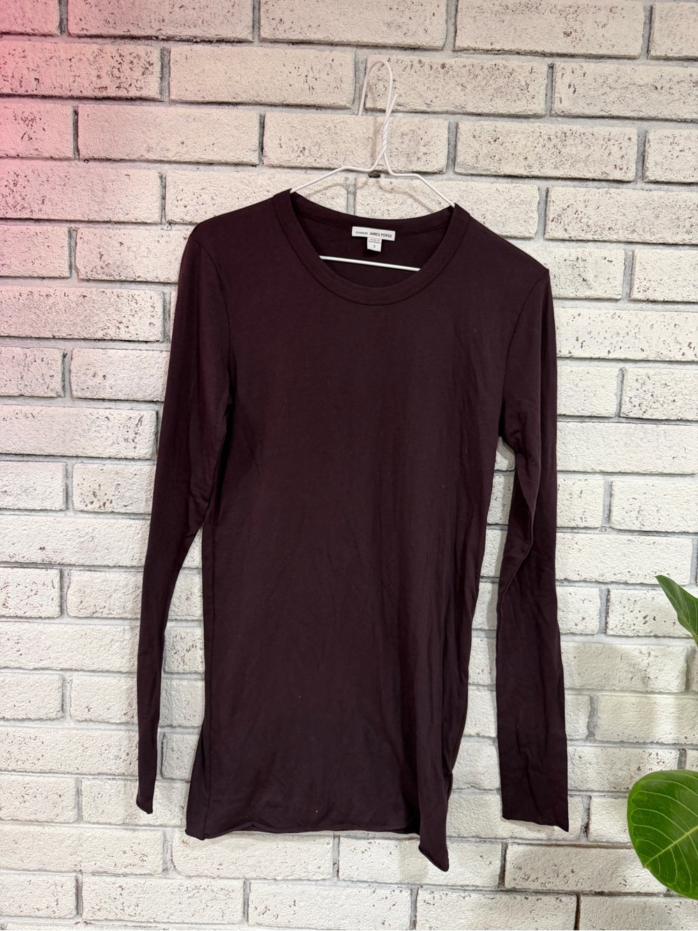 James Perse Long Sleeve Crewneck Top - Plum